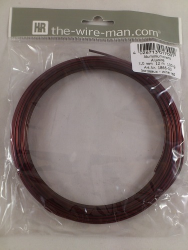 Aluminium wire wine red 2mmx12m